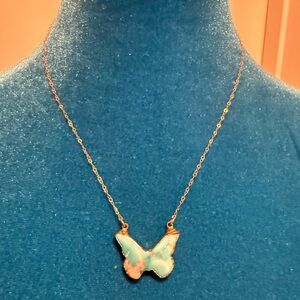 Elegant Turquoise Butterfly Pendant Necklace
